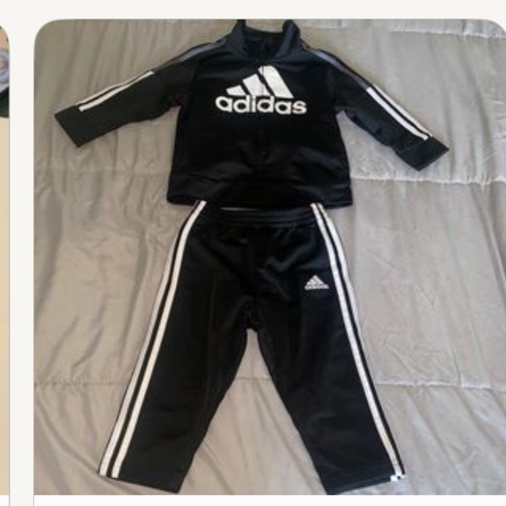 Adidas Black Tracksuit with White Stripes